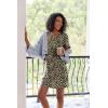 Ekouaer 2 Pack Nightgowns for Women Sleepshirt Short Sleeve Night Shirts Soft Sleep Dress Classic NightDress S-XXL(Black+leopard)