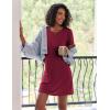 Ekouaer 2 Pack Nightgowns for Women Sleepshirt Short Sleeve Night Shirts Soft Sleep Dress Classic NightDress S-XXL(Blue Boho+maroon)