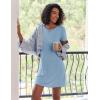 Ekouaer 2 Pack Nightgowns for Women Sleepshirt Short Sleeve Night Shirts Soft Sleep Dress Classic NightDress S-XXL(Dusty Blue+ligt Blue)