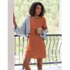 Ekouaer 2 Pack Nightgowns for Women Sleepshirt Short Sleeve Night Shirts Soft Sleep Dress Classic NightDress S-XXL(Flower+caramel)