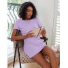 Ekouaer 2 Pack Nightgowns for Women Sleepshirt Short Sleeve Night Shirts Soft Sleep Dress Classic NightDress S-XXL(Lilac+dark Pink)