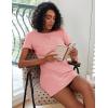 Ekouaer 2 Pack Nightgowns for Women Sleepshirt Short Sleeve Night Shirts Soft Sleep Dress Classic NightDress S-XXL(Orange Red+blue Green)