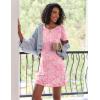Ekouaer 2 Pack Nightgowns for Women Sleepshirt Short Sleeve Night Shirts Soft Sleep Dress Classic NightDress S-XXL(Pink Tie Dye+grey Stripe)