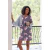 Ekouaer 2 Pack Nightgowns for Women Sleepshirt Short Sleeve Night Shirts Soft Sleep Dress Classic NightDress S-XXL(Purple Flower+navy Blue Flower)