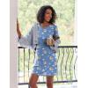 Ekouaer 2 Pack Nightgowns for Women Sleepshirt Short Sleeve Night Shirts Soft Sleep Dress Classic NightDress S-XXL(Purple Teddy Bear)