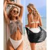 Ekouaer 2 Pieces Women Beach Sarongs Sheer Cover Ups Chiffon Bikini Wrap Skirt for Swimwear S-XXL(Black/Khaki)