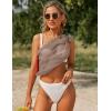 Ekouaer 2 Pieces Women Beach Sarongs Sheer Cover Ups Chiffon Bikini Wrap Skirt for Swimwear S-XXL(Black/Khaki)