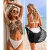 Ekouaer 2 Pieces Women Beach Sarongs Sheer Cover Ups Chiffon Bikini Wrap Skirt for Swimwear S-XXL(Black/Leopard)