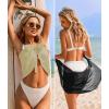 Ekouaer 2 Pieces Women Beach Sarongs Sheer Cover Ups Chiffon Bikini Wrap Skirt for Swimwear S-XXL(Black/Light Khaki)