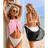 Ekouaer 2 Pieces Women Beach Sarongs Sheer Cover Ups Chiffon Bikini Wrap Skirt for Swimwear S-XXL(Black/Pink)