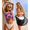 Ekouaer 2 Pieces Women Beach Sarongs Sheer Cover Ups Chiffon Bikini Wrap Skirt for Swimwear S-XXL(Black/Pink Blue Art Stripe)