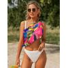 Ekouaer 2 Pieces Women Beach Sarongs Sheer Cover Ups Chiffon Bikini Wrap Skirt for Swimwear S-XXL(Black/Pink Blue Art Stripe)