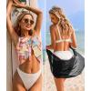 Ekouaer 2 Pieces Women Beach Sarongs Sheer Cover Ups Chiffon Bikini Wrap Skirt for Swimwear S-XXL(Black/Pink Orange Print)