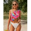 Ekouaer 2 Pieces Women Beach Sarongs Sheer Cover Ups Chiffon Bikini Wrap Skirt for Swimwear S-XXL(Black/Pink Yellow Art Stripe)