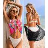 Ekouaer 2 Pieces Women Beach Sarongs Sheer Cover Ups Chiffon Bikini Wrap Skirt for Swimwear S-XXL(Black/Pink Yellow Art Stripe)