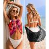 Ekouaer 2 Pieces Women Beach Sarongs Sheer Cover Ups Chiffon Bikini Wrap Skirt for Swimwear S-XXL(Black/Red Background Black Coconut Tree)
