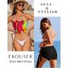Ekouaer 2 Pieces Women Beach Sarongs Sheer Cover Ups Chiffon Bikini Wrap Skirt for Swimwear S-XXL(Black/Red Orange Tie-dye)