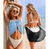 Ekouaer 2 Pieces Women Beach Sarongs Sheer Cover Ups Chiffon Bikini Wrap Skirt for Swimwear S-XXL(Black/Sky Blue)