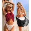 Ekouaer 2 Pieces Women Beach Sarongs Sheer Cover Ups Chiffon Bikini Wrap Skirt for Swimwear S-XXL(Black/Wine Red)