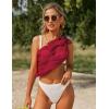 Ekouaer 2 Pieces Women Beach Sarongs Sheer Cover Ups Chiffon Bikini Wrap Skirt for Swimwear S-XXL(Black/Wine Red)