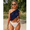 Ekouaer 2 Pieces Women Beach Sarongs Sheer Cover Ups Chiffon Bikini Wrap Skirt for Swimwear S-XXL(Navy Blue/White)