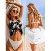 Ekouaer 2 Pieces Women Beach Sarongs Sheer Cover Ups Chiffon Bikini Wrap Skirt for Swimwear S-XXL(White/Coconut Tree)