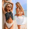 Ekouaer 2 Pieces Women Beach Sarongs Sheer Cover Ups Chiffon Bikini Wrap Skirt for Swimwear S-XXL(White/Grey)