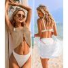 Ekouaer 2 Pieces Women Beach Sarongs Sheer Cover Ups Chiffon Bikini Wrap Skirt for Swimwear S-XXL(White/Khaki)