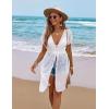 Ekouaer Bathing Suit Cover Up Chiffon Swim Suit Coverup Tie Front Sheer Beach Kimono Coverups Swimwear Cardigans(A02-white)