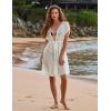 Ekouaer Bathing Suit Cover Up Chiffon Swim Suit Coverup Tie Front Sheer Beach Kimono Coverups Swimwear Cardigans(A03-beige)
