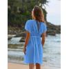 Ekouaer Bathing Suit Cover Up Chiffon Swim Suit Coverup Tie Front Sheer Beach Kimono Coverups Swimwear Cardigans(A07-light Blue)