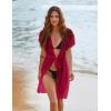 Ekouaer Bathing Suit Cover Up Chiffon Swim Suit Coverup Tie Front Sheer Beach Kimono Coverups Swimwear Cardigans(A10-red)