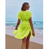 Ekouaer Bathing Suit Cover Up Chiffon Swim Suit Coverup Tie Front Sheer Beach Kimono Coverups Swimwear Cardigans(B03-fluorescent Yellow)