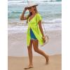 Ekouaer Bathing Suit Cover Up Chiffon Swim Suit Coverup Tie Front Sheer Beach Kimono Coverups Swimwear Cardigans(B03-fluorescent Yellow)
