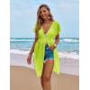 Ekouaer Bathing Suit Cover Up Chiffon Swim Suit Coverup Tie Front Sheer Beach Kimono Coverups Swimwear Cardigans(B03-fluorescent Yellow)
