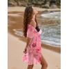 Ekouaer Bathing Suit Cover Up Chiffon Swim Suit Coverup Tie Front Sheer Beach Kimono Coverups Swimwear Cardigans(Print4)