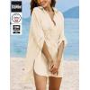 Ekouaer Beach Cover Ups for Women Bikini Swimsuit Coverup Beach Dress Shirt(Beige)