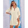 Ekouaer Beach Cover Ups for Women Bikini Swimsuit Coverup Beach Dress Shirt(Beige)