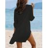 Ekouaer Beach Cover Ups for Women Bikini Swimsuit Coverup Beach Dress Shirt(Black)