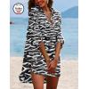 Ekouaer Beach Cover Ups for Women Bikini Swimsuit Coverup Beach Dress Shirt(Black Geometry)