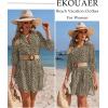 Ekouaer Beach Cover Ups for Women Bikini Swimsuit Coverup Beach Dress Shirt(Black Leopard)