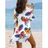 Ekouaer Beach Cover Ups for Women Bikini Swimsuit Coverup Beach Dress Shirt(Dh681-tropical Print)