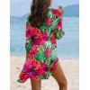 Ekouaer Beach Cover Ups for Women Bikini Swimsuit Coverup Beach Dress Shirt(Dh690-tropical Print)