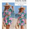 Ekouaer Beach Cover Ups for Women Bikini Swimsuit Coverup Beach Dress Shirt(Green Tree)