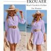 Ekouaer Beach Cover Ups for Women Bikini Swimsuit Coverup Beach Dress Shirt(Light Purple)