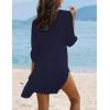 Ekouaer Beach Cover Ups for Women Bikini Swimsuit Coverup Beach Dress Shirt(Navy Blue)