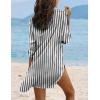 Ekouaer Beach Cover Ups for Women Bikini Swimsuit Coverup Beach Dress Shirt(Pat20-stripe)
