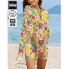 Ekouaer Beach Cover Ups for Women Bikini Swimsuit Coverup Beach Dress Shirt(Pink & Color Leaf)