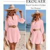 Ekouaer Beach Cover Ups for Women Bikini Swimsuit Coverup Beach Dress Shirt(Pink)