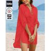 Ekouaer Beach Cover Ups for Women Bikini Swimsuit Coverup Beach Dress Shirt(Red)